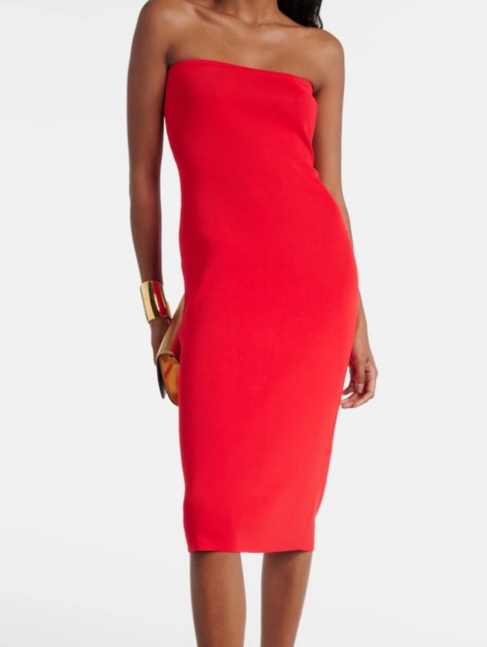 STAUD Canna Red Strapless Dress